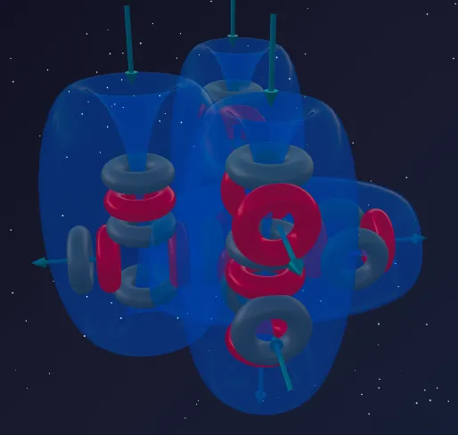 Phosphorus atom with five vortices